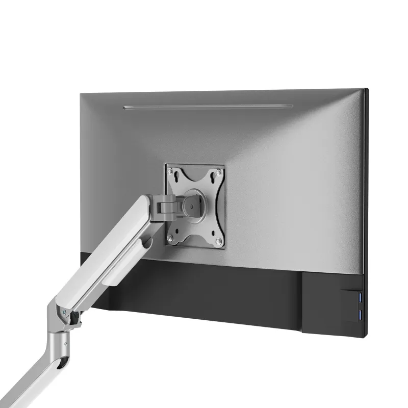 White Shark AKHENATEN I GMS-3209 Gāzes atsperes monitora roka – vienam monitoram 17-32 collas, 9 kg ietilpība, VESA 75/100, stiprinājums pie galda ar skavu/caurumu, melna