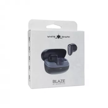 White Shark BLAZE-B GEB-TWS-201 patiesi bezvadu Bluetooth 5.1 austiņas ar uzlādes futrāli, IPX4 ūdensizturība, skārienvadība, melna