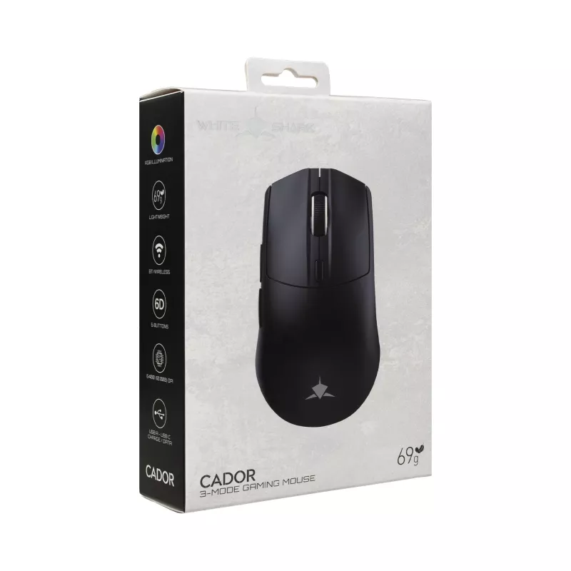White Shark CADOR-B WGM-5020 vadu RGB spēļu pele, melna