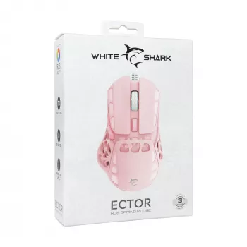 White Shark ECTOR-P GM-5016 vadu spēļu pele, 6400 DPI, rozā