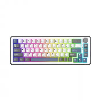 White Shark EXCALIBUR M mehāniskā tastatūra (GK-009251) ar Outemu Blue slēdžiem, RGB fona apgaismojumu, ASV izkārtojumu, baltā krāsā