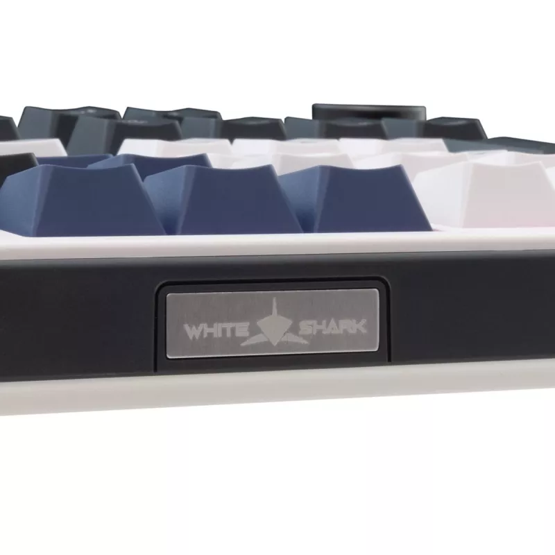 White Shark EXCALIBUR-W mehāniskā spēļu tastatūra, 75% izkārtojums, KTT Wine Red Hot-Swap, Per-Key RGB, vadu, balta