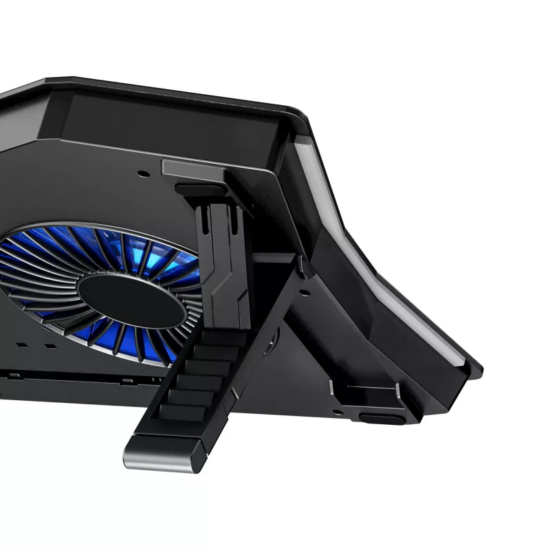 White Shark ICE GUARD GCP-4 dzesēšanas paliktnis ar diviem 125 mm ziliem LED ventilatoriem, 5 augstuma iestatījumiem, līdz 17,3 collām