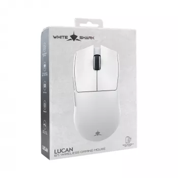 White Shark LUCAN-W WGM-5022 12000 DPI bezvadu spēļu pele, balta