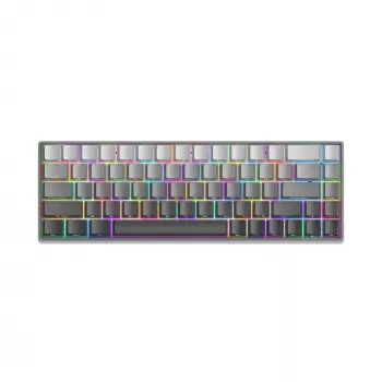 White Shark Nunchaku mehāniskā spēļu tastatūra TKL, pelēka, Outemu Blue slēdži, RGB Hot-Swap, vadu USB