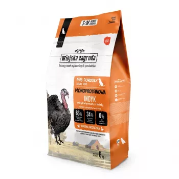 WIEJSKA ZAGRODA Monoprotein Tītara sausā barība pieaugušiem suņiem - 6 kg