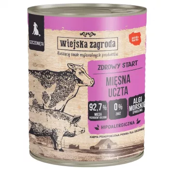 WIEJSKA ZAGRODA Puppy Meat Feast mitrā suņu barība 800g