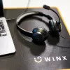 WINX CALL Clear 3,5 mm austiņas ar vadu, uz auss, ar trokšņu slāpējošu mikrofonu, skaļuma regulēšanu, ādas polsterējumu - melna