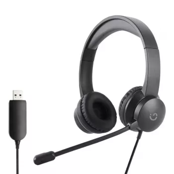 WINX CALL Clear USB austiņas WX-HS104 - trokšņu slāpējošs mikrofons, uz auss, USB-A, melnas