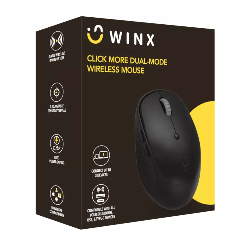 WINX CLICK More divu režīmu bezvadu pele - melna