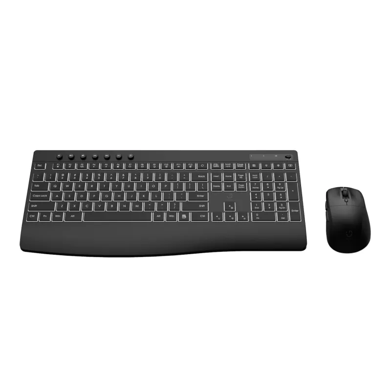 WINX DO Business Backlit bezvadu tastatūras un peles komplekts - pilna izmēra, uzlādējams, klusas šķērveida taustiņu, regulējams DPI, USB-C uzlāde, melns