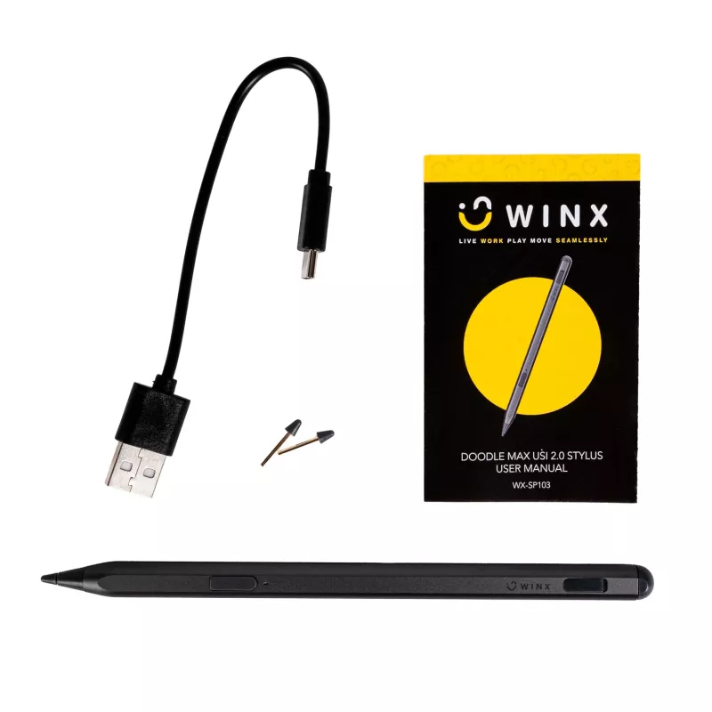 WINX DOODLE Max USI 2.0 irbulis - 4096 spiediena līmeņi, plaukstas atbalsts, slīpuma atbalsts, USB-C uzlāde, kosmosa pelēks