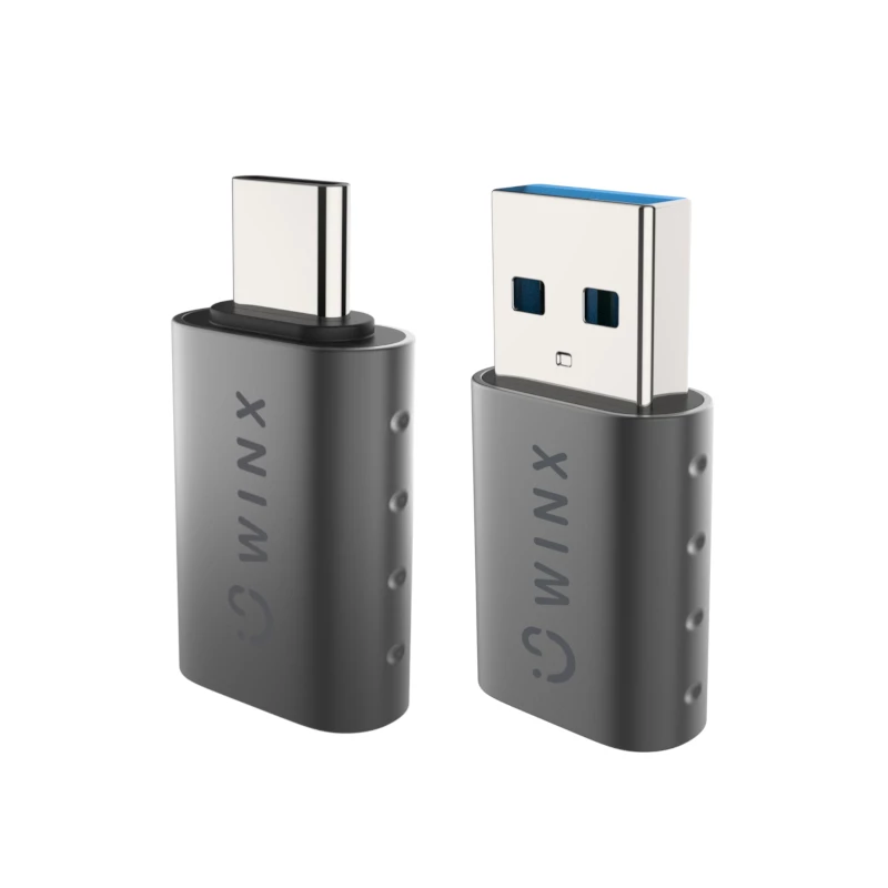 WINX LINK Simple Type-C un USB adapteru komplekts – USB-C vīrietis uz USB-A sieviete un USB-A vīrietis uz USB-C sieviete, USB 2.0, 480 Mbps, kosmosa pelēks