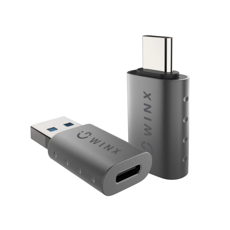 WINX LINK Simple Type-C un USB adapteru komplekts – USB-C vīrietis uz USB-A sieviete un USB-A vīrietis uz USB-C sieviete, USB 2.0, 480 Mbps, kosmosa pelēks