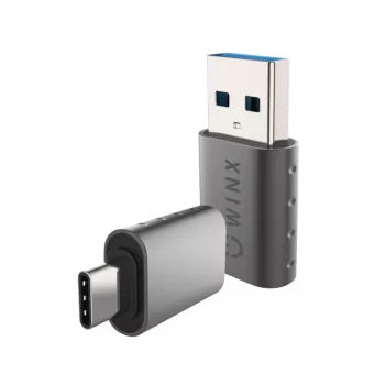 WINX LINK Simple Type-C un USB adapteru komplekts – USB-C vīrietis uz USB-A sieviete un USB-A vīrietis uz USB-C sieviete, USB 2.0, 480 Mbps, kosmosa pelēks