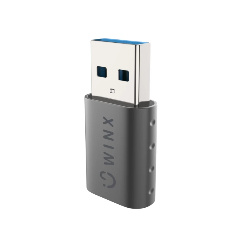 WINX LINK Simple USB uz Type-C adapteru dubultpakete (USB-A vīrietis uz USB-C sieviete, 5Gbps, 15W, Space Grey, 2 gab.)