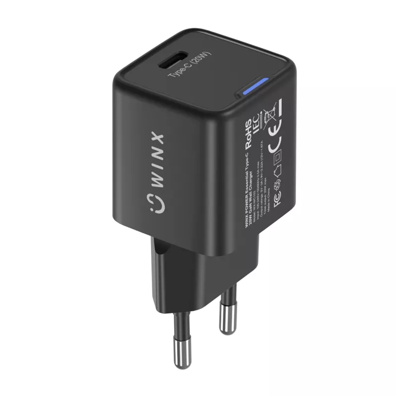 WINX POWER Essential Type-C 20W GaN sienas lādētājs - balts