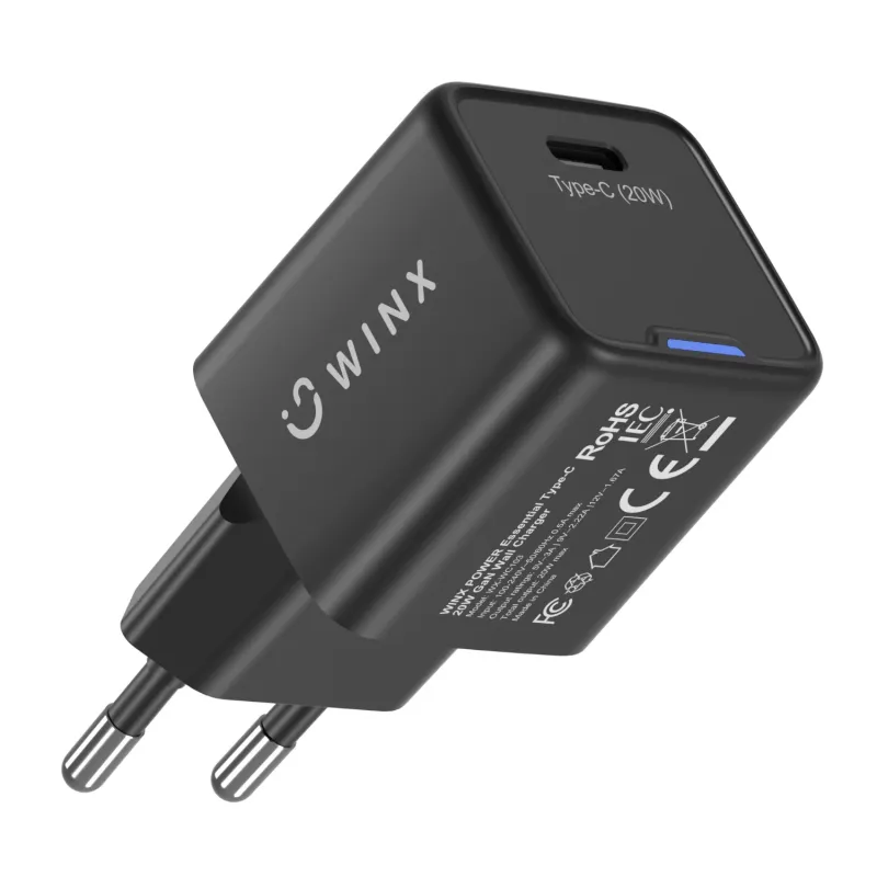 WINX POWER Essential Type-C 20W GaN sienas lādētājs - balts