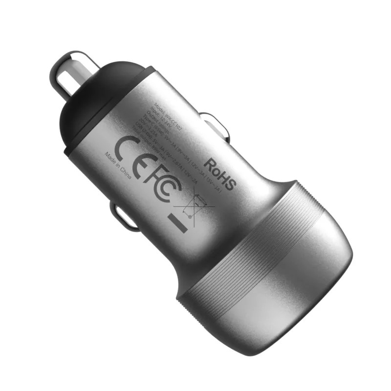 WINX POWER Fast 89W automašīnas lādētājs - USB-C PD 67W + USB-A QC 18W, melns