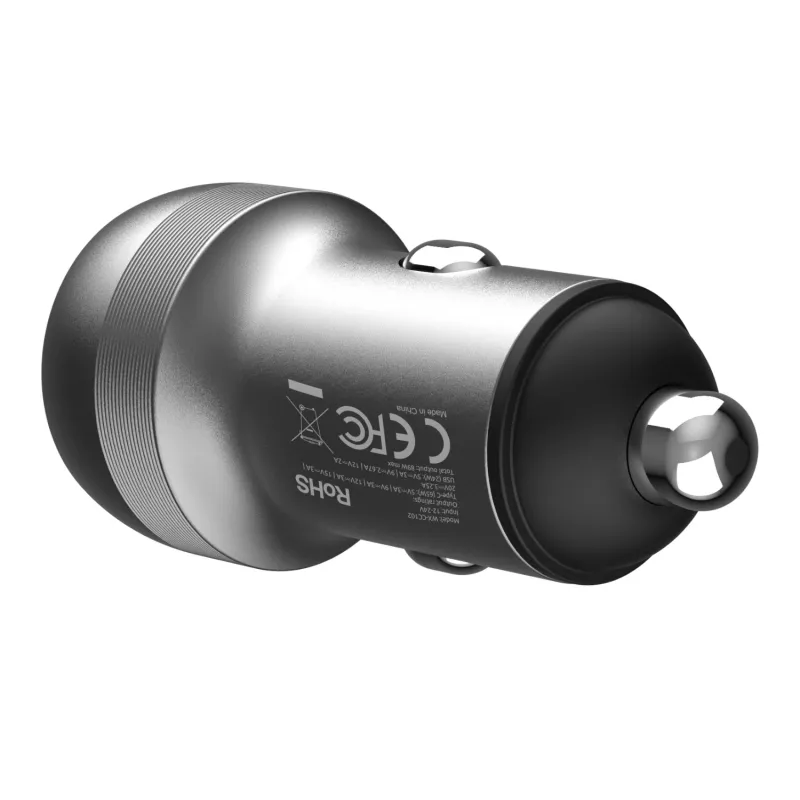 WINX POWER Fast 89W automašīnas lādētājs - USB-C PD 67W + USB-A QC 18W, melns