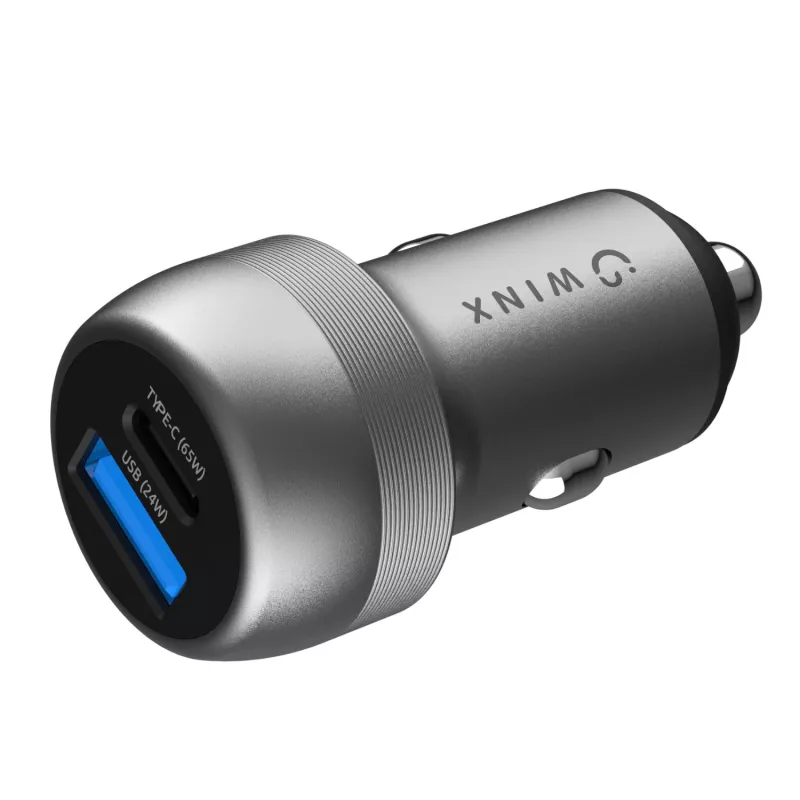 WINX POWER Fast 89W automašīnas lādētājs - USB-C PD 67W + USB-A QC 18W, melns