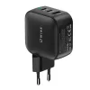 WINX POWER Max 65W GaN sienas lādētājs - 2x USB-C PD, 1x USB-A QC, melns