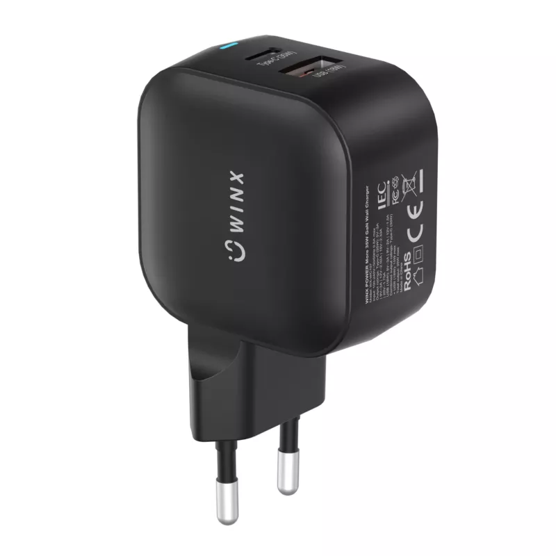 WINX POWER More 35W GaN sienas lādētājs - Dual USB-C un USB-A, PD 3.0 PPS, balts