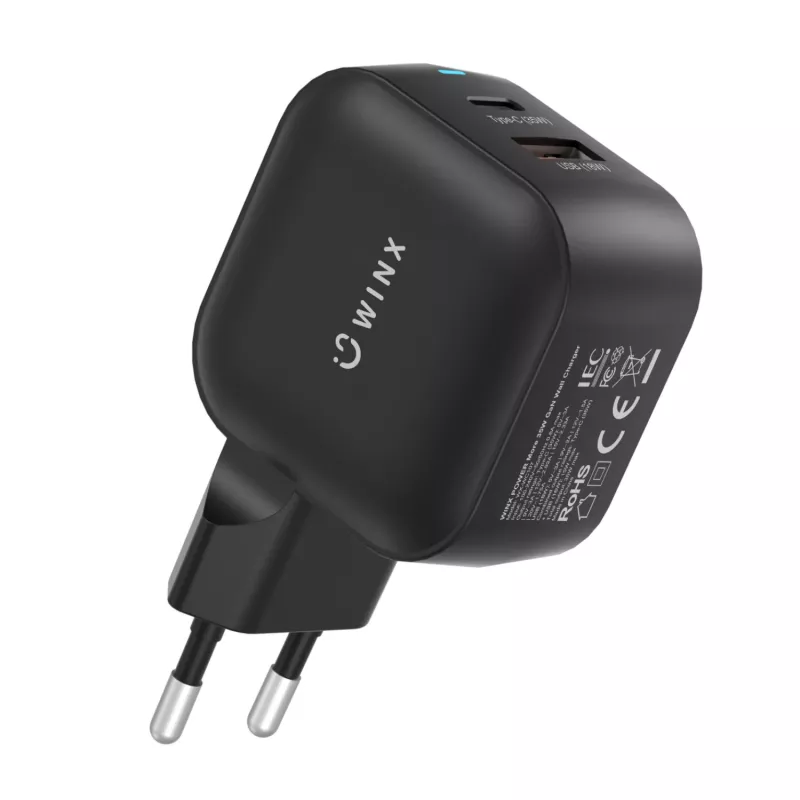 WINX POWER More 35W GaN sienas lādētājs - Dual USB-C un USB-A, PD 3.0 PPS, balts