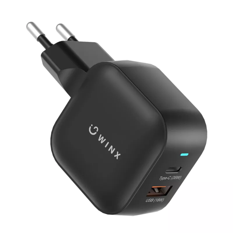 WINX POWER More 35W GaN sienas lādētājs - Dual USB-C un USB-A, PD 3.0 PPS, balts