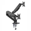 WINX RISE Pro Dual Full Motion Monitor Arm - Gāzes atsperes galda stiprinājums 2 ekrāniem 17 inch-32 inch, VESA 75/100, 18kg kopā, skava un uzmava, melns