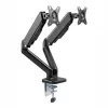 WINX RISE Pro Dual Full Motion Monitor Arm - Gāzes atsperes galda stiprinājums 2 ekrāniem 17 inch-32 inch, VESA 75/100, 18kg kopā, skava un uzmava, melns