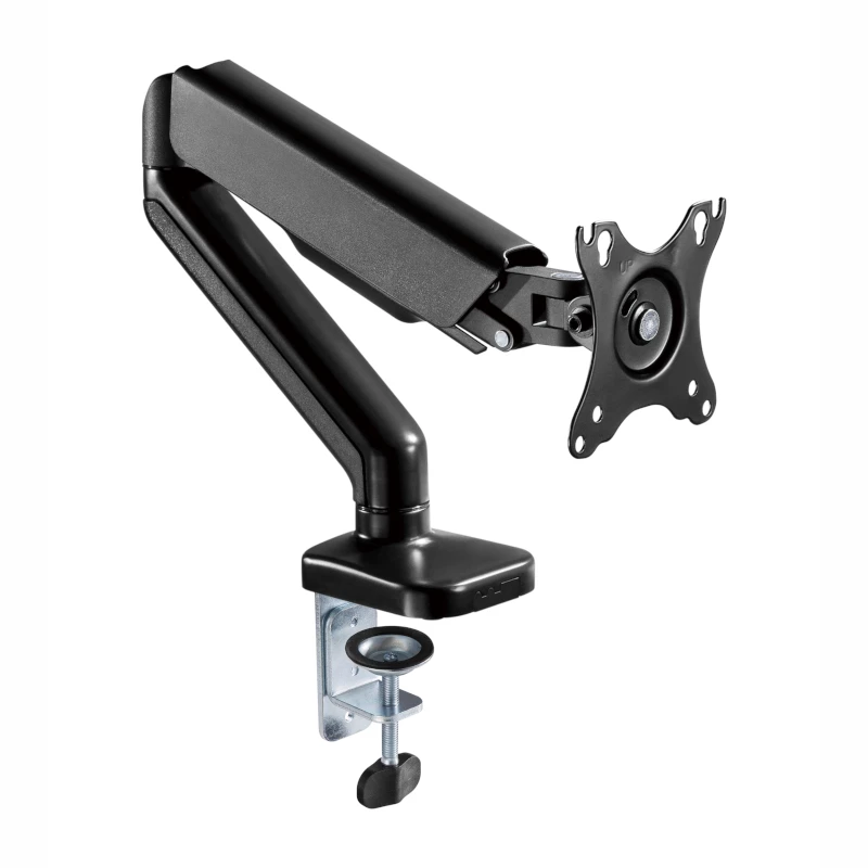 WINX RISE Pro pilnas kustības monitora roka - vienam 17-32 inch gāzes atsperes galda stiprinājumam, VESA 75/100, C-skava un uzmava, melna