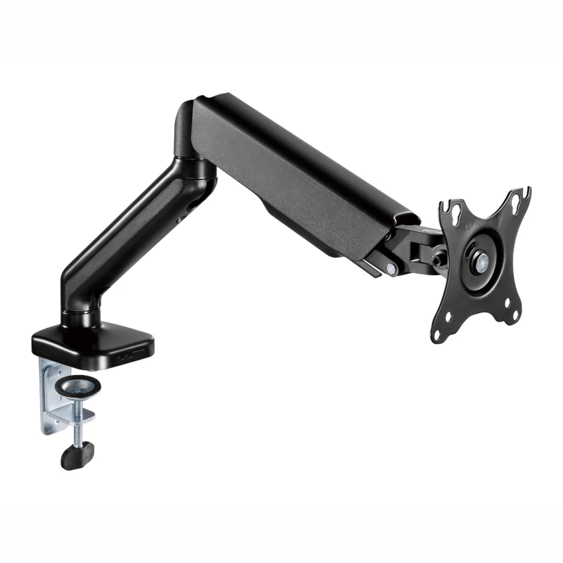 WINX RISE Pro pilnas kustības monitora roka - vienam 17-32 inch gāzes atsperes galda stiprinājumam, VESA 75/100, C-skava un uzmava, melna