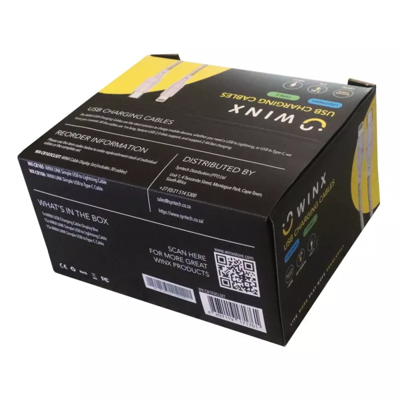 WINX USB uz Type-C|Lightning uzlādes kabeļi 2-in-1 sadalītais kabelis 1,2 m melns
