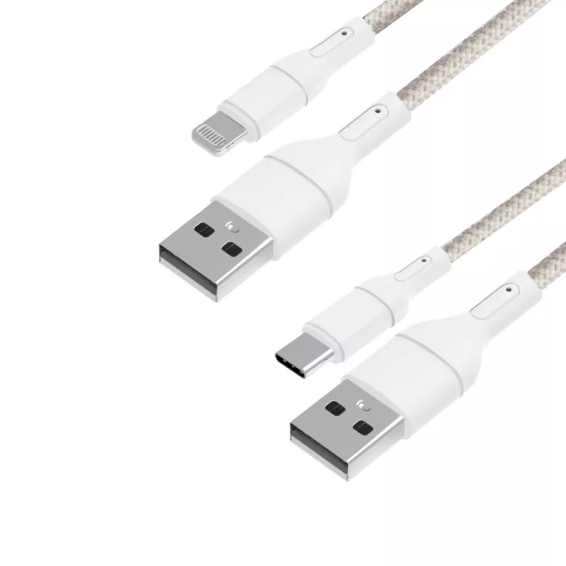 WINX USB uz Type-C|Lightning uzlādes kabeļi 2-in-1 sadalītais kabelis 1,2 m melns