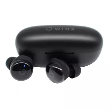 WINX VIBE Active 2 TWS Austiņas – Bezvadu Bluetooth 5.3 Iekšauss austiņas ar uzlādes futrāli, IPX4 ūdensizturība, ENC mikrofons, skārienvadība, zema latentuma spēļu režīms, 24 stundu kopējais darbības laiks, melna