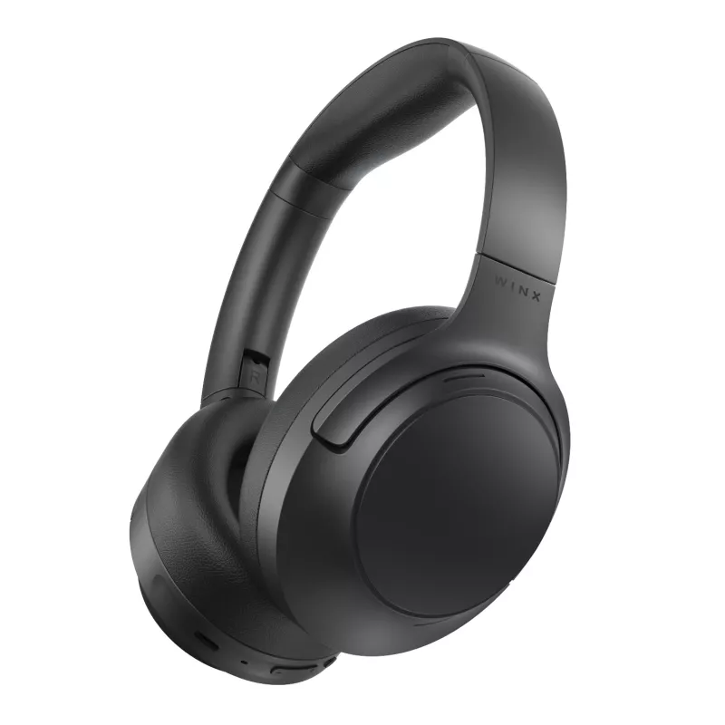 WINX VIBE Pure 2 Hybrid ANC austiņas ar Bluetooth 5.3, 30h akumulatoru, salokāms dizains - melna