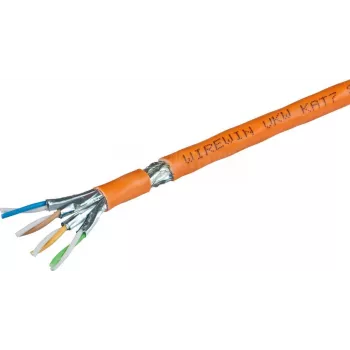 Wirewin VKW SFTP K7 LSOH3 1000SXB Cat.7 S/FTP tīkla kabelis vairumtirdzniecībā, 1000 m, oranžs, LSOH3 apvalks, cietšķiedru varš, 23 AWG, 600 MHz, 10 Gbps