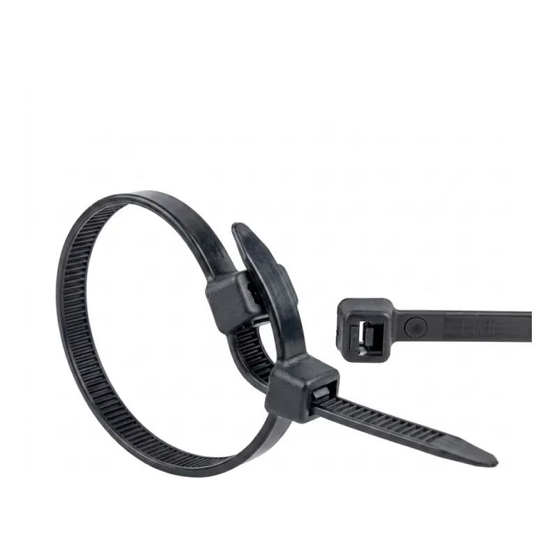 WKK kabeļu saite 370 mm 7,60 mm Melna UV stabilizēta 100 gab.