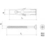 WKRĘT-MET RU-06045 universālais sienas dībelis 6 x 45 mm, 100 gab., pelēks