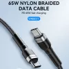 Wozinsky 1 m USB-C uz USB-C kabelis 60W PD ātra uzlāde un datu sinhronizācija melns