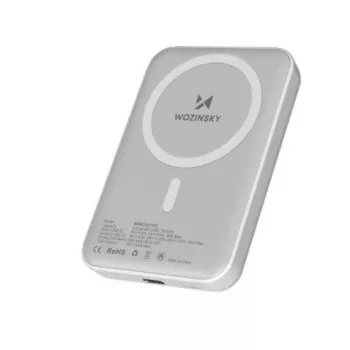 Wozinsky 10 000 mAh magnētiskais power bank balts