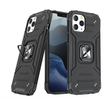Wozinsky Apple iPhone 12 Pro Max Ring Armor maciņš ar statīvu - Izturīgs stingrs vāciņš, melns