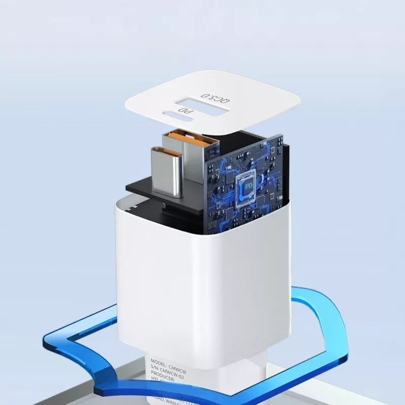 Wozinsky CMWCW 20W USB-C / USB-A sienas lādētājs - balts