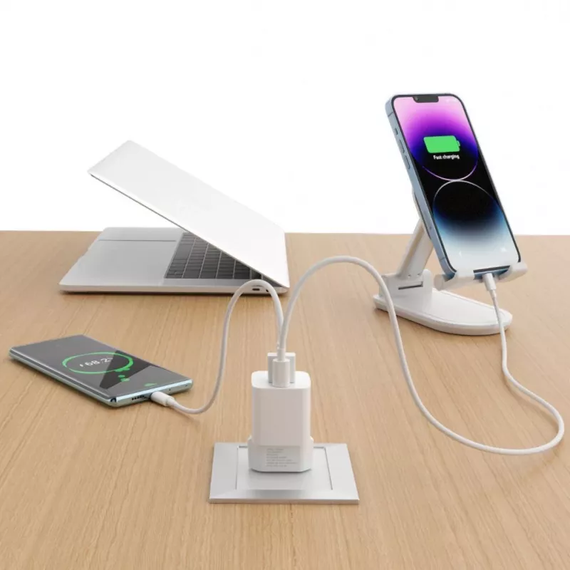 Wozinsky CMWCW 20W USB-C / USB-A sienas lādētājs - balts