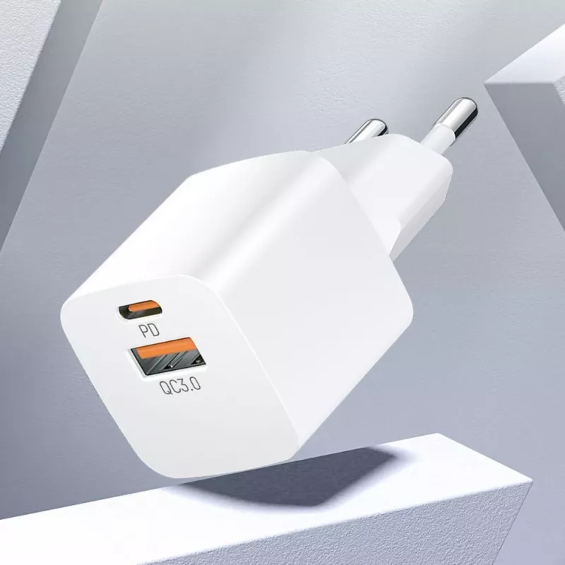 Wozinsky CMWCW 20W USB-C / USB-A sienas lādētājs - balts