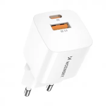 Wozinsky CMWCW 20W USB-C / USB-A sienas lādētājs - balts