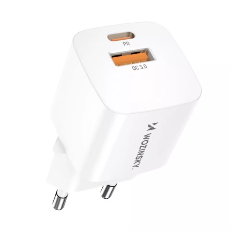 Wozinsky CMWCW 20W USB-C / USB-A sienas lādētājs - balts