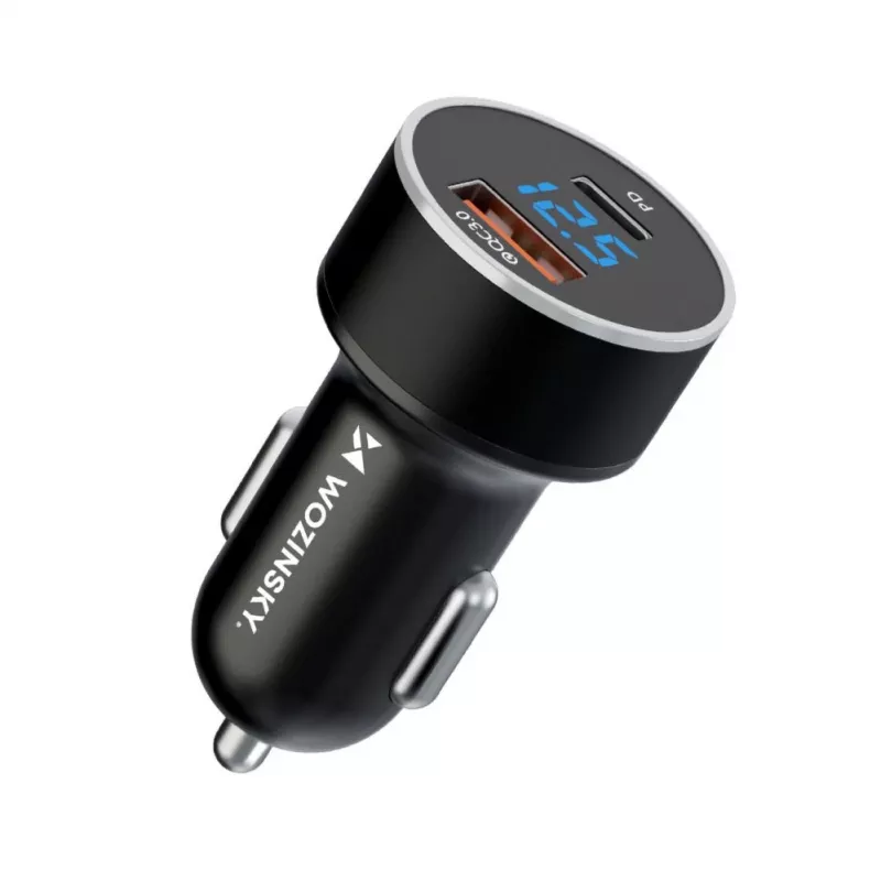 Wozinsky WDCCAC USB-C USB-A 36W Auto lādētājs - Melns
