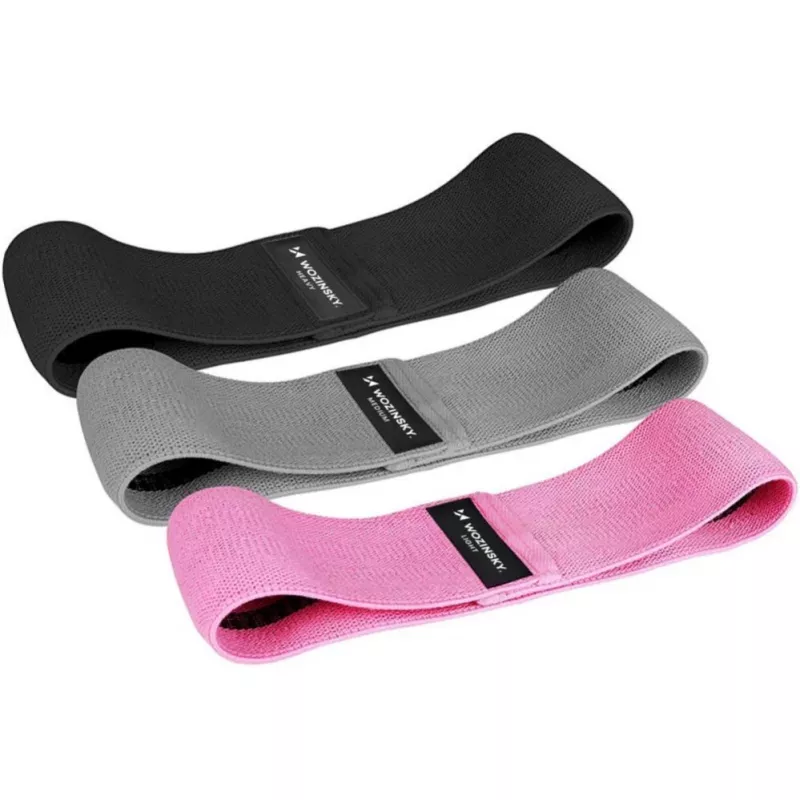Wozinsky WFB-01 Auduma pretestības mini lentes komplekts jogai, fitnesam, CrossFit (3 līmeņi)